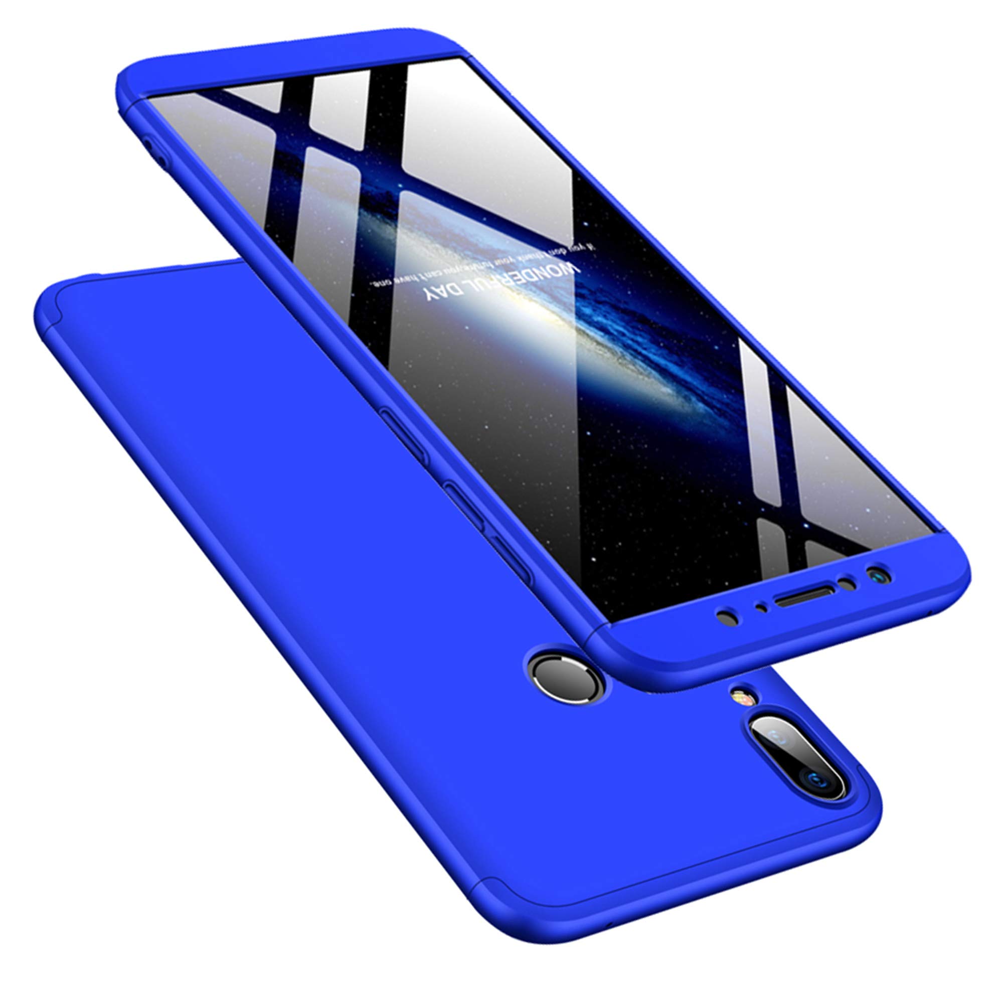DECHYI for Asus Zenfone Max Pro M1 case, Cover + screen protector 360 degree Protection Matte Ultra Slim Cover PC Hard Case Body Protection Scratchproof Cover Blue