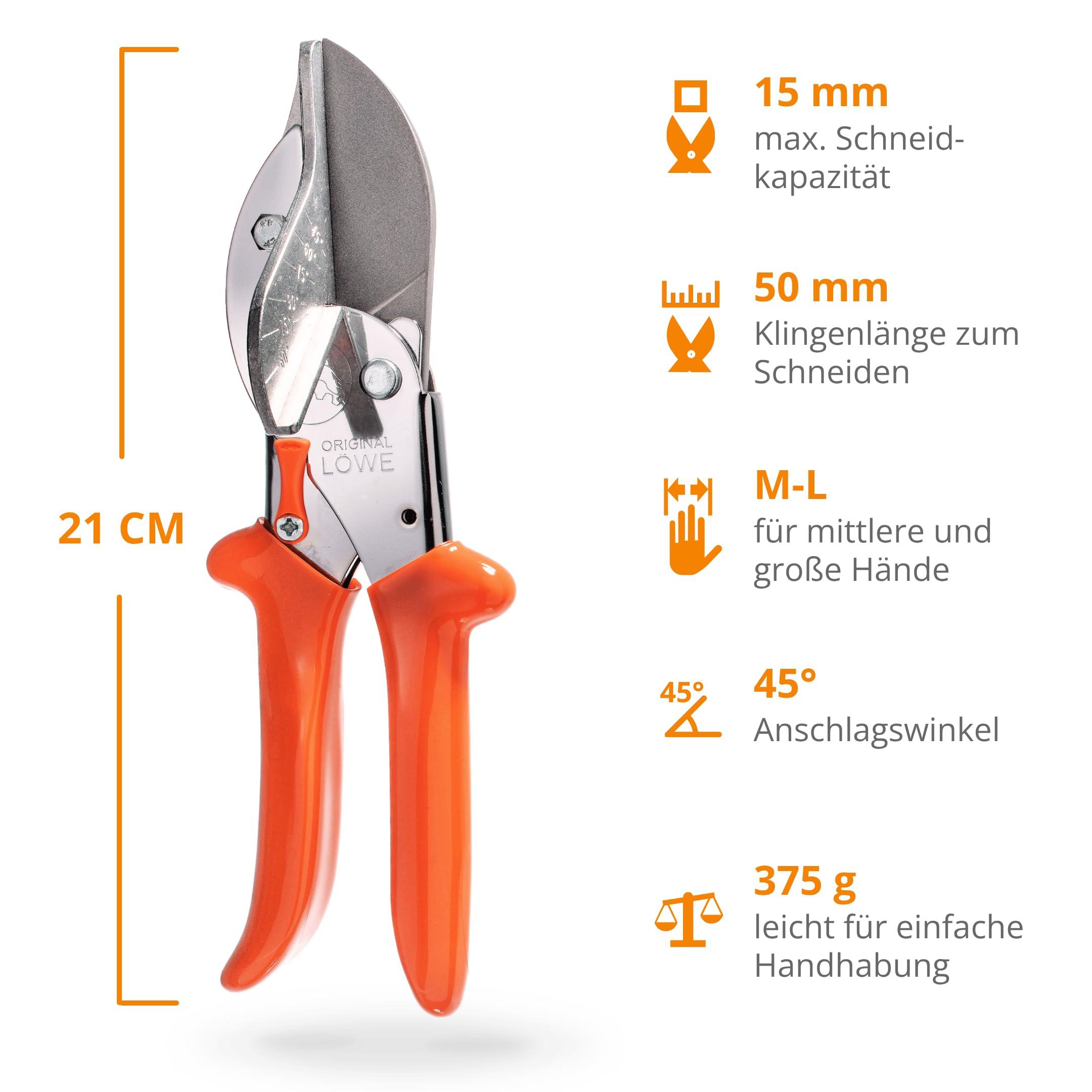 Original LÖWE Gehrungsschere 3.104 mit 45 Grad Anschlägen für professionellen Einsatz in Industrie und Handwerk - Amboss Winkelschneider für präzisen Schnitt an Kunststoff Gummi Holz PVC Leder, Metall