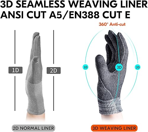 Miniatura 2 de Vgo... Cut Resistant Gloves, Cutproof Leather Work Gloves Men Women,EN388 level E, ANSI level A5,Touchscreen,Mechanics Gloves