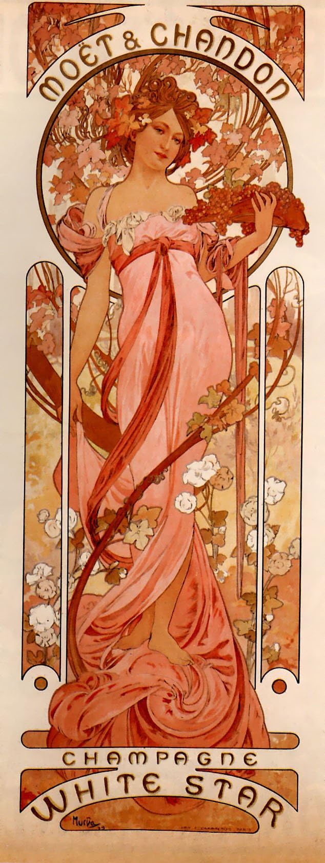 Moet & Chandon White Star by Alphonse Maria Mucha - 12" x 27" Premium Canvas Print