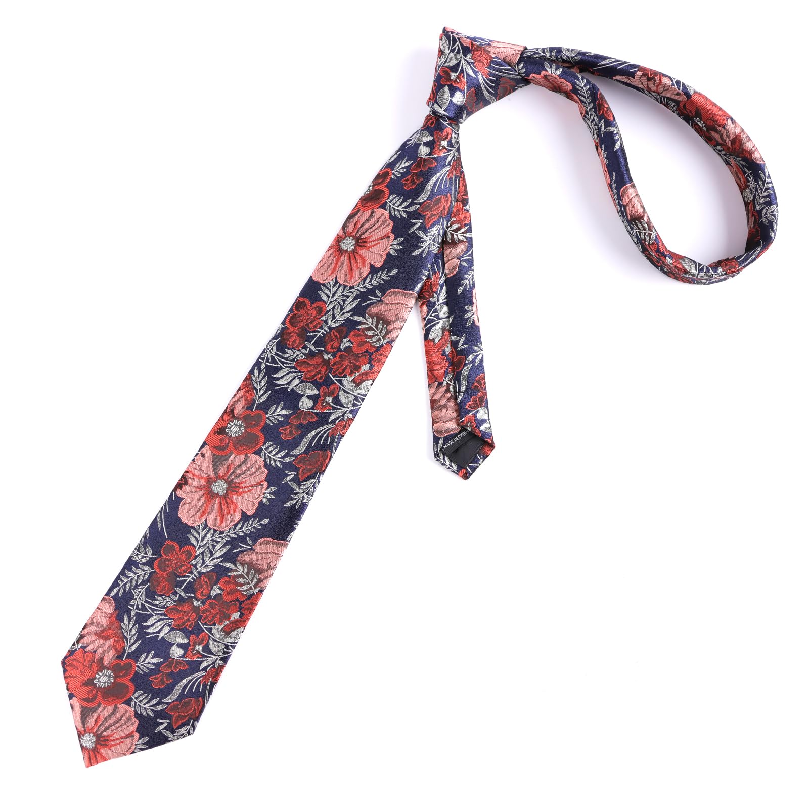 Alizeal Juego de corbata y pañuelo para hombre, diseño floral sedoso para boda, fiesta, corbata y pañuelo