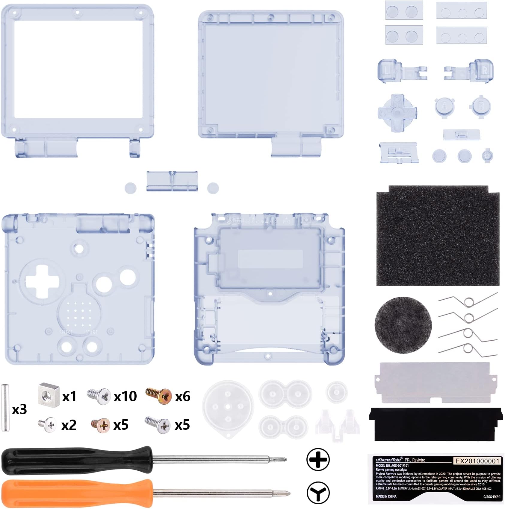 eXtremeRate Full Case for Nintendo Gameboy Advance SP, IPS Ready Upgraded Case & Button, Replacement Case Cover Shell Buttons for gba SP Console IPS & Standard LCD (NO Console & Board) - Clear Glacier