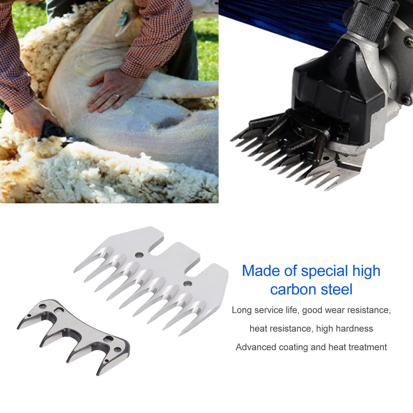 Yosoo Health Gear Lames de Rechange pour Cisailles à Moutons à 9 Dents, Lames de Tondeuse Professionnelles en Acier à Haute Teneur en Carbone pour Alpagas, Chèvres, Outil de Bétail et Lame de