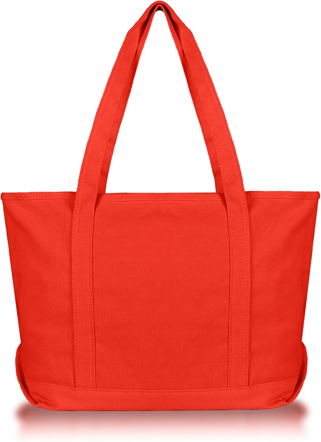 DALIX Womens 23" Deluxe 24 oz. Cotton Canvas Tote Bag Zippered in Red - Image 5