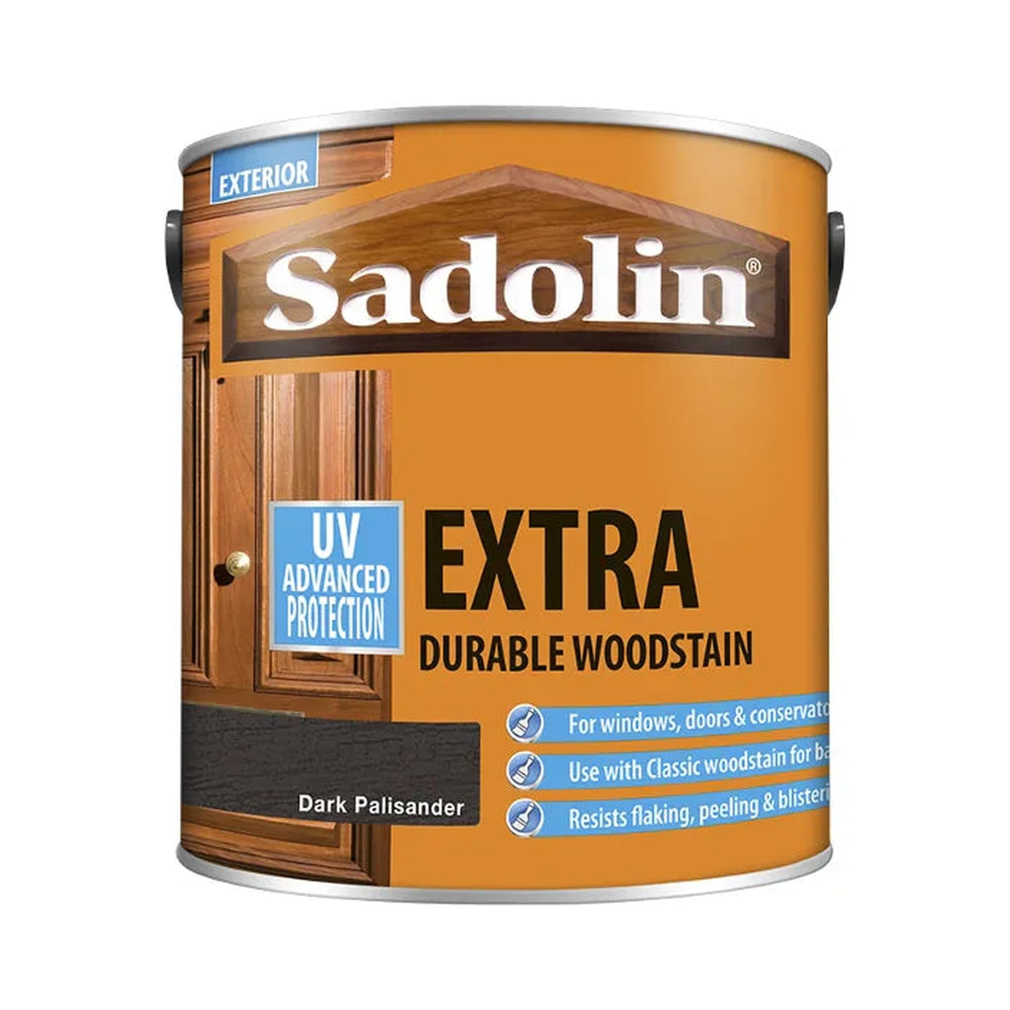 DRW Dark Palisander Extra Durable Woodstain 500ml | Exterior Wood Stain and Protector | Long Lasting Satin Finish for Doors Windows Cladding Joinery and Garden Timber