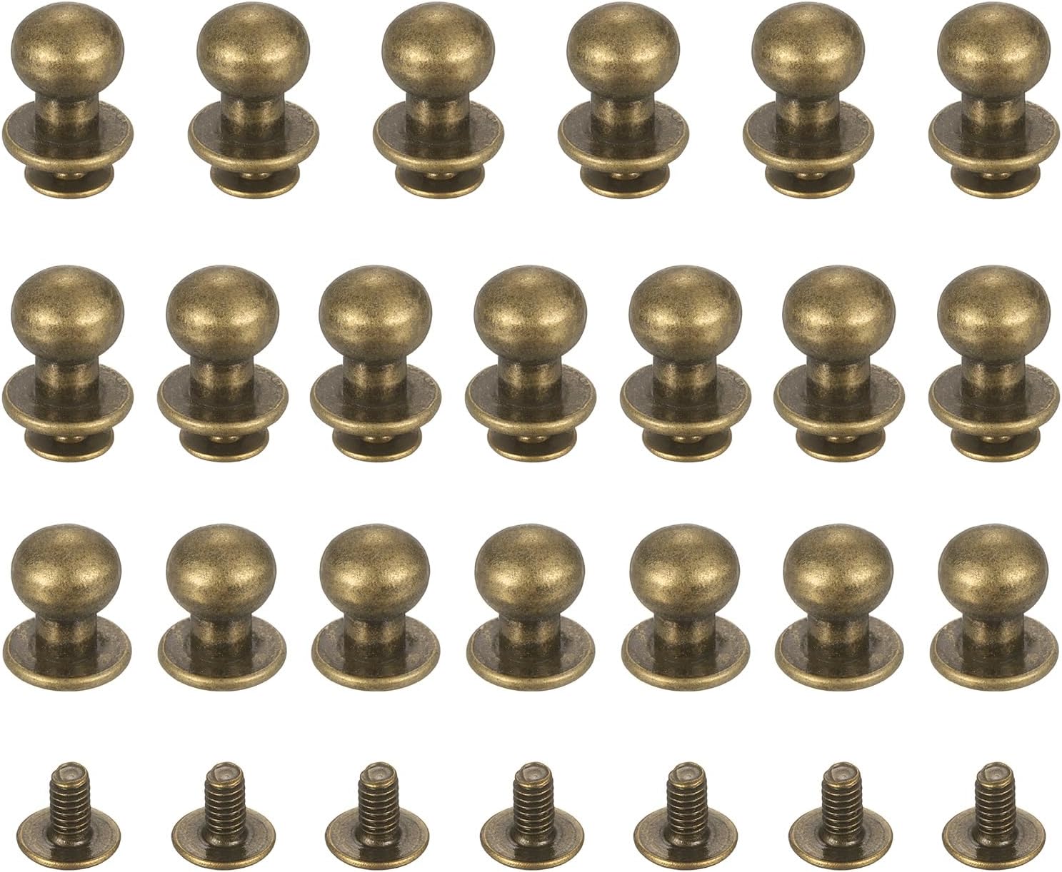 TIXIPEM 9mm Ball Head Stud Rivets Screw Back [20Pcs] - Metal Round Head Button Nipple Rivet Use for Bag & Belt & Handbag & Leather Craft & DIY Decoration - [Copper]