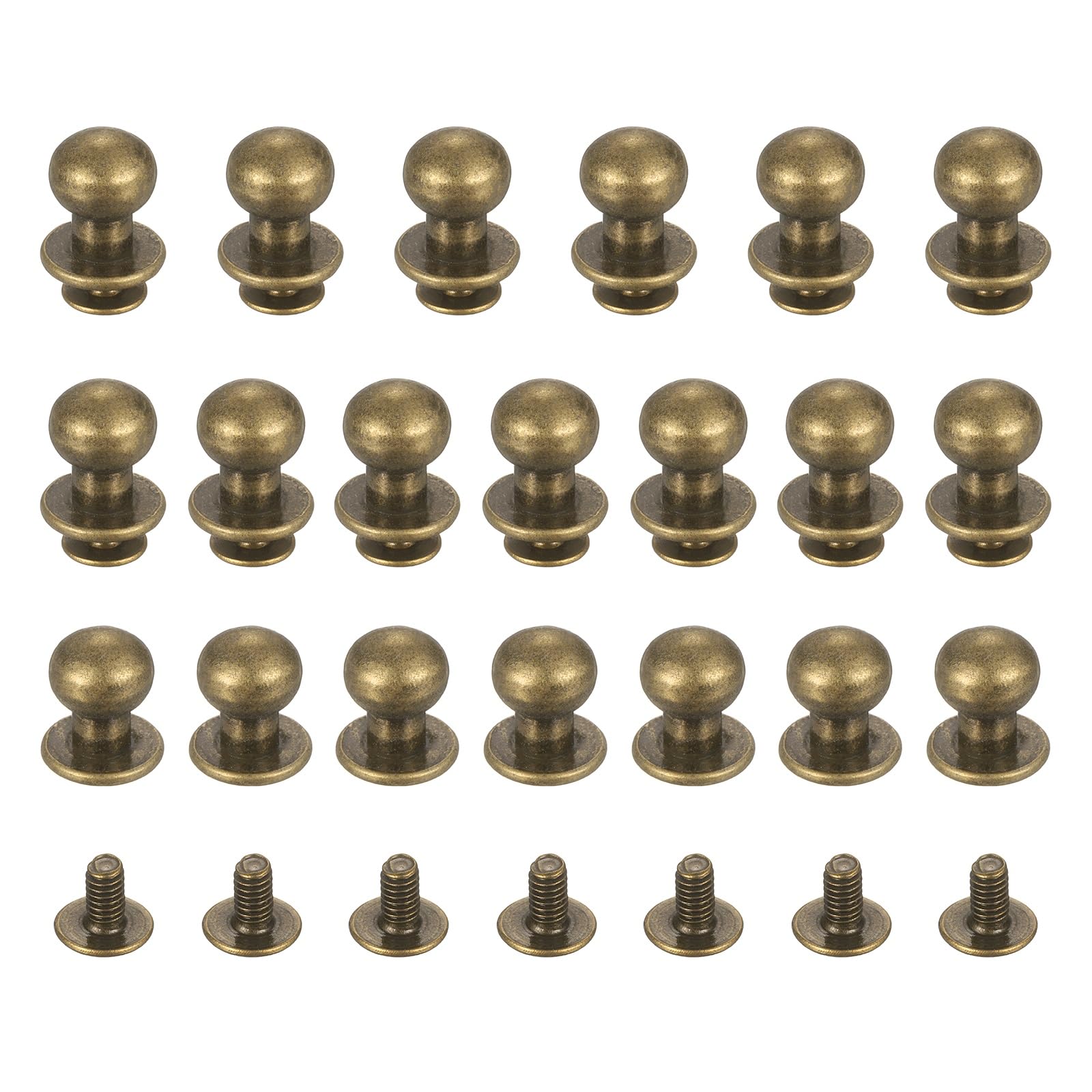TIXIPEM 9mm Ball Head Stud Rivets Screw Back [20Pcs] - Metal Round Head Button Nipple Rivet Use for Bag & Belt & Handbag & Leather Craft & DIY Decoration - [Copper]