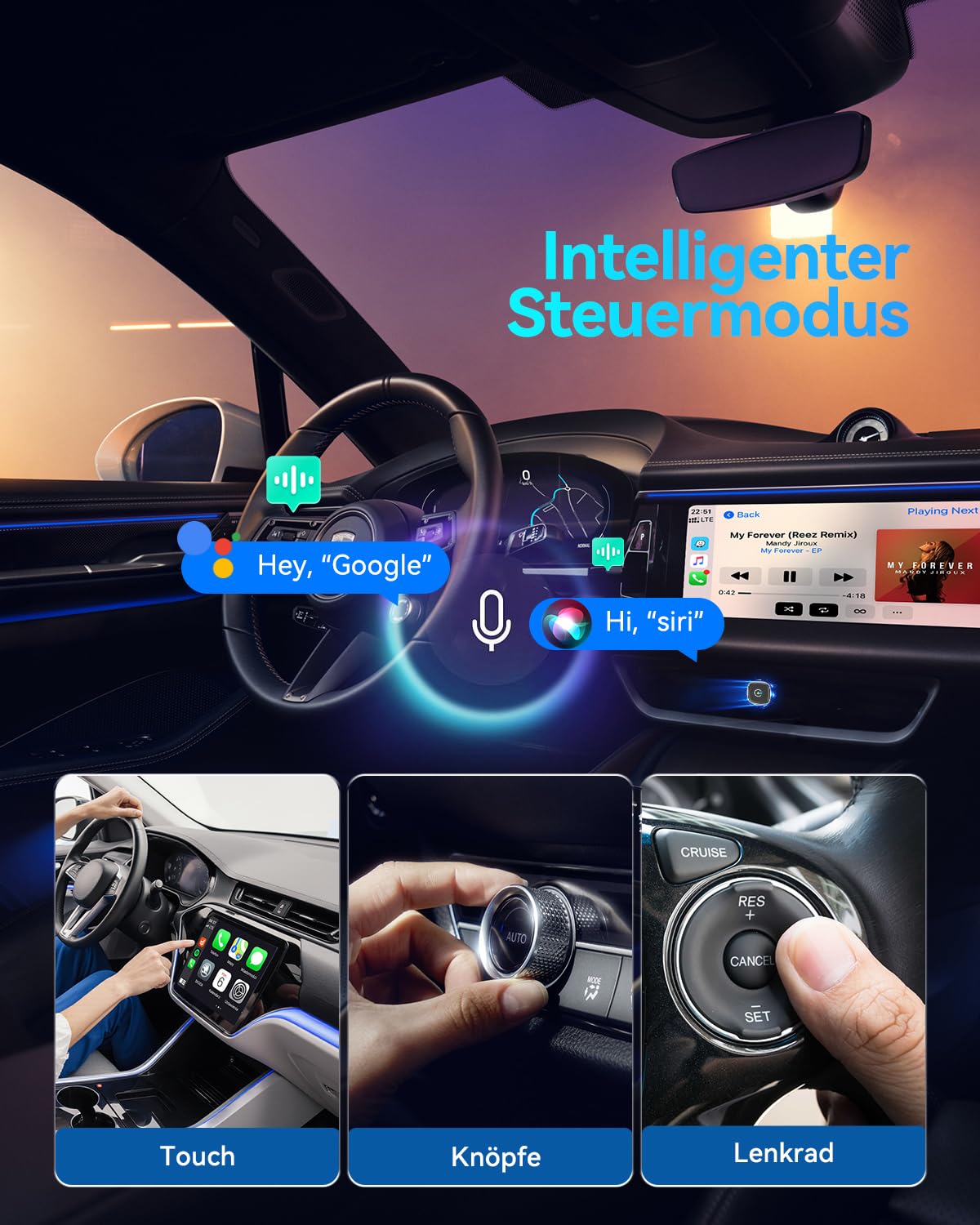 Mini Wireless CarPlay & Android Auto Adapter 2026, WLAN 6 Kabellos Car Play Adapter, Stabil & Flüssig, 3-5s Auto‑Verbindung, überhitzungsfrei, USB‑C/A, für iOS 10+ & Android 10+ (Silber)