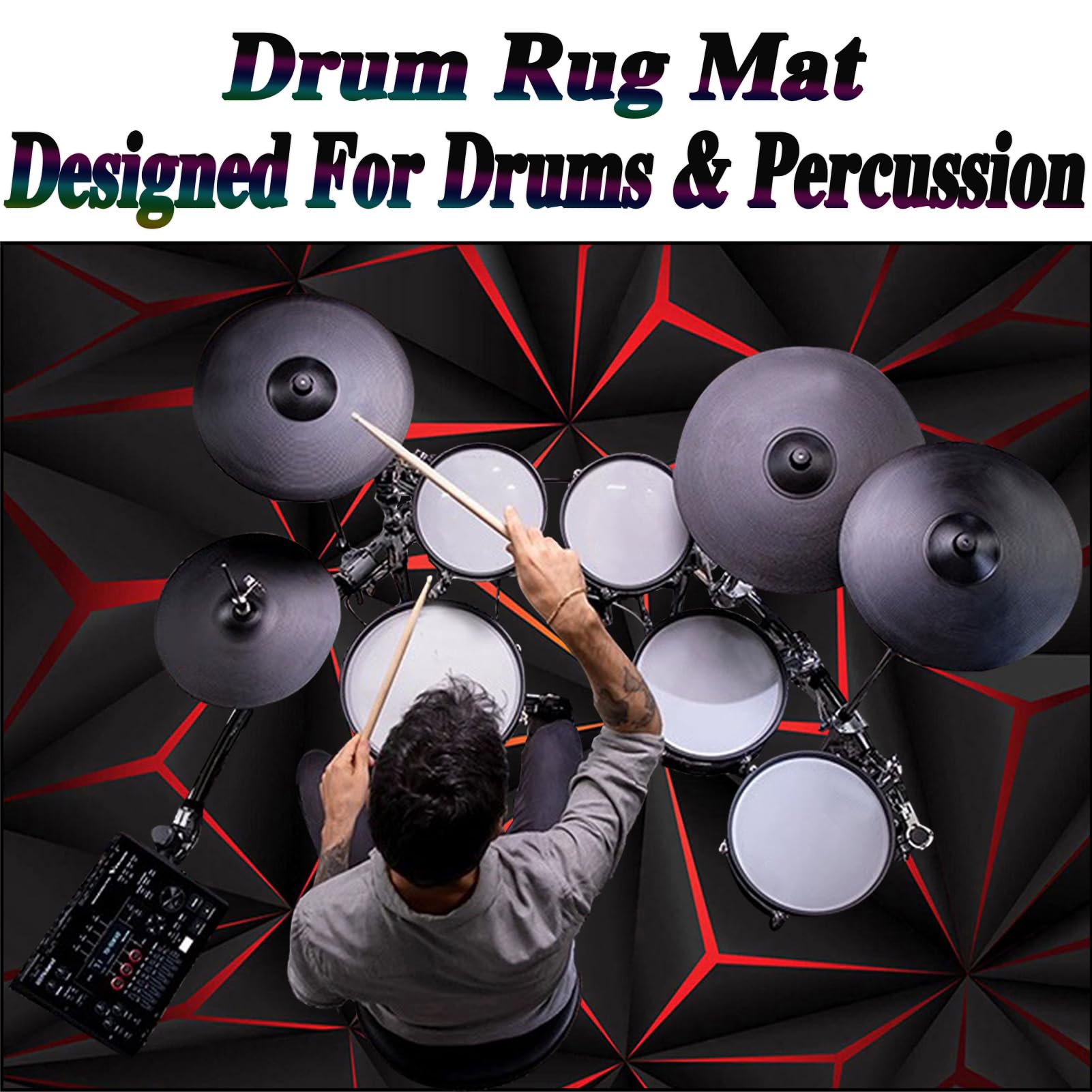 Schlagzeugteppich Drum Matte Schallschutz Akustik Teppich rutschfest Schalldicht Drum Teppich Schallschutzdecke für Bass Drum Snare Drum Instrumente Teppich Schlagzeug Teppich 200 x 160 cm