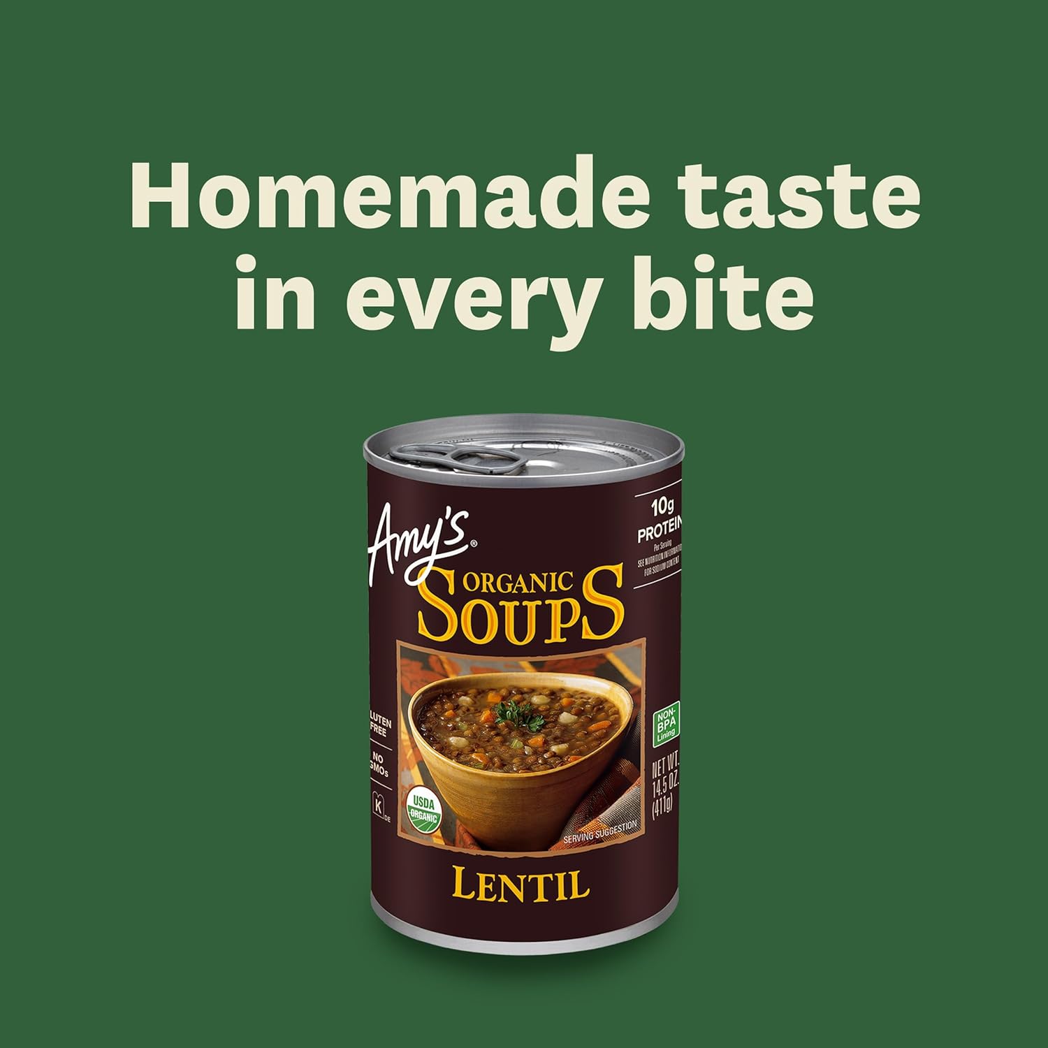 Amy's Soup, Vegan, Gluten Free, Organic Lentil, 14.5 Ounce (Pack of 12)