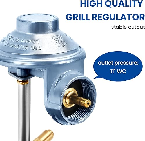 Miniatura 4 de Manguera adaptadora de propano y regulador de parrilla de gas de 3 pies para parrilla de mesa Blackstone de 17 pulgadas, 22 pulgadas, conexiones