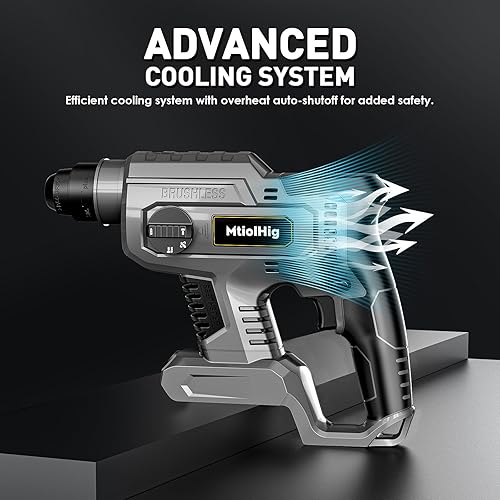 Miniatura 4 de Taladro de martillo giratorio inalámbrico para batería Dewalt 20V MAX, taladro sin escobillas SDS-Plus con embrague de seguridad para