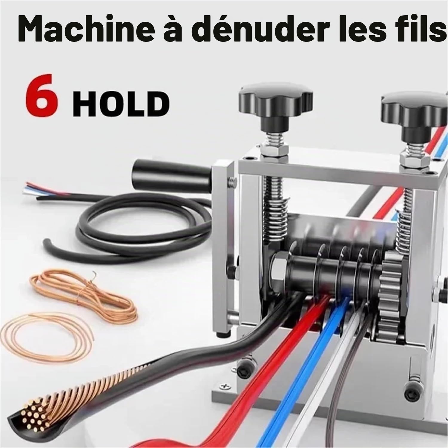Denudeur Cable Electrique, Machine a Denuder le Cuivre de 3-17mm, Pince a Denuder avec 6 Canaux et 5 Lames, Denudeuse de Cable Electrique, Denudeur de Cable pour le Recyclage des Fils