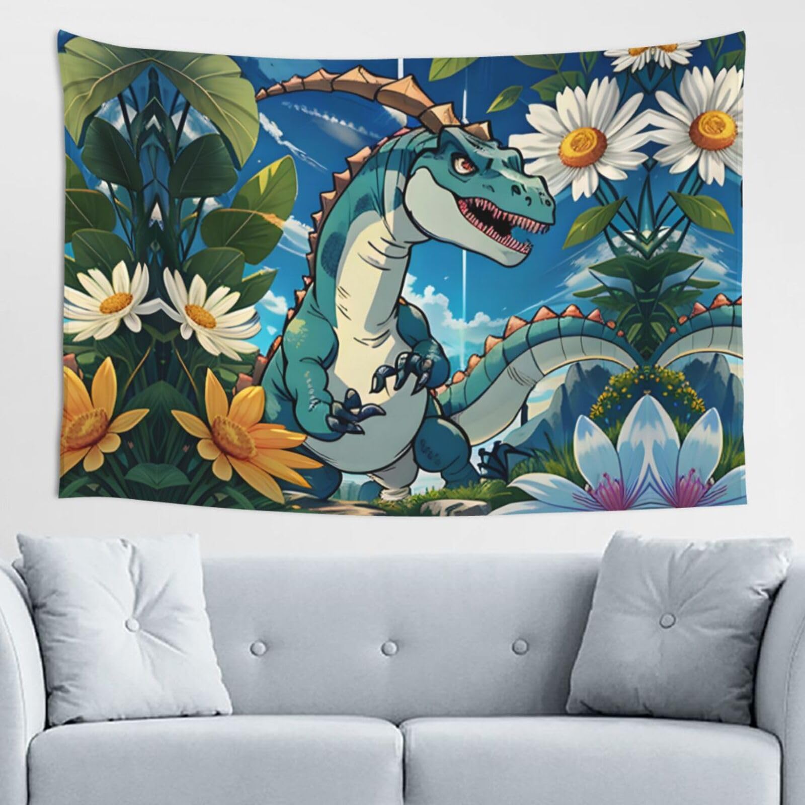 ZZYYDS Cute Dinosaur Wall Decor Tapestry 60x40in, Wall Hanging, Home Decor, Dorm Decor, Porch Tapestry, etc.
