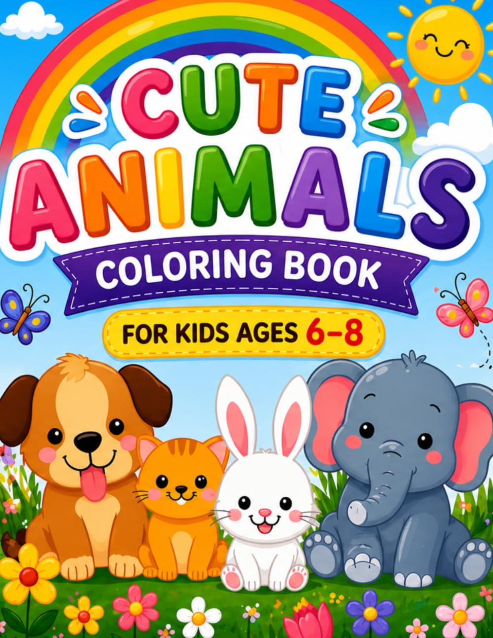 Happy Little Animals Coloring Book for Kids Ages 6-8: Fun, Easy and Adorable Pages for Litle Artists