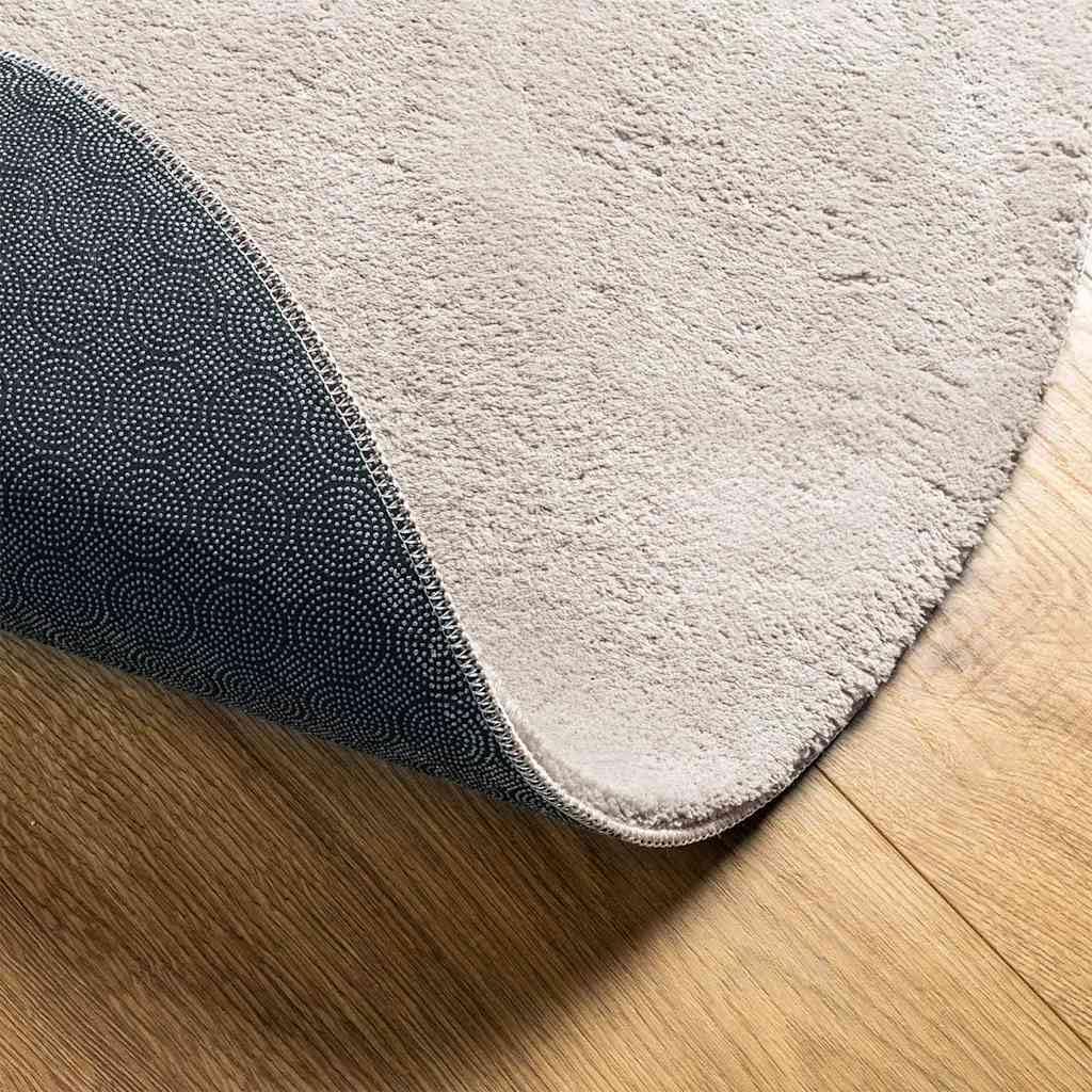 Tapis ovale - 160 x 230 cm - Sable - Tapis de salon moderne antidérapant et pliable - Facile d'entretien - En polyester - Pour couloir et salon - Modèle HUARTE