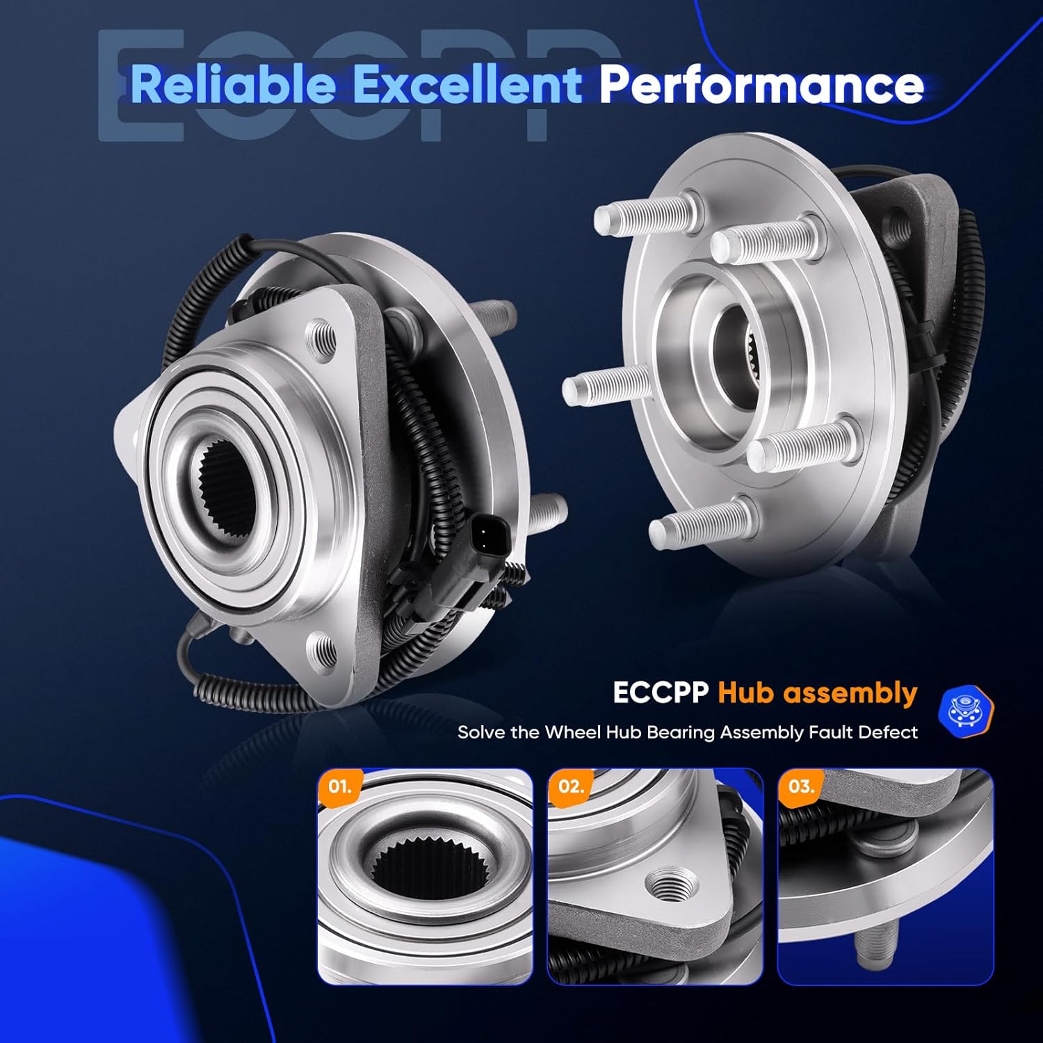 ECCPP Wheel Bearing and Hub Assembly for Dodge and for Jeep Professional Grade Wheel Hub Bearing 5 Lugs W/ABS (513270x2)