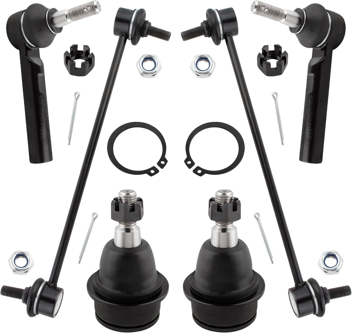 6Pc Front Outer Tie Rods + Stabilizer Sway Bar + Lower Ball Joint Fit For Chrysler 200 2011-2014, For Chrysler Sebring 2007-2010, For Dodge Avenger 2008-2014 Replace# K500120 K750385 ES800408
