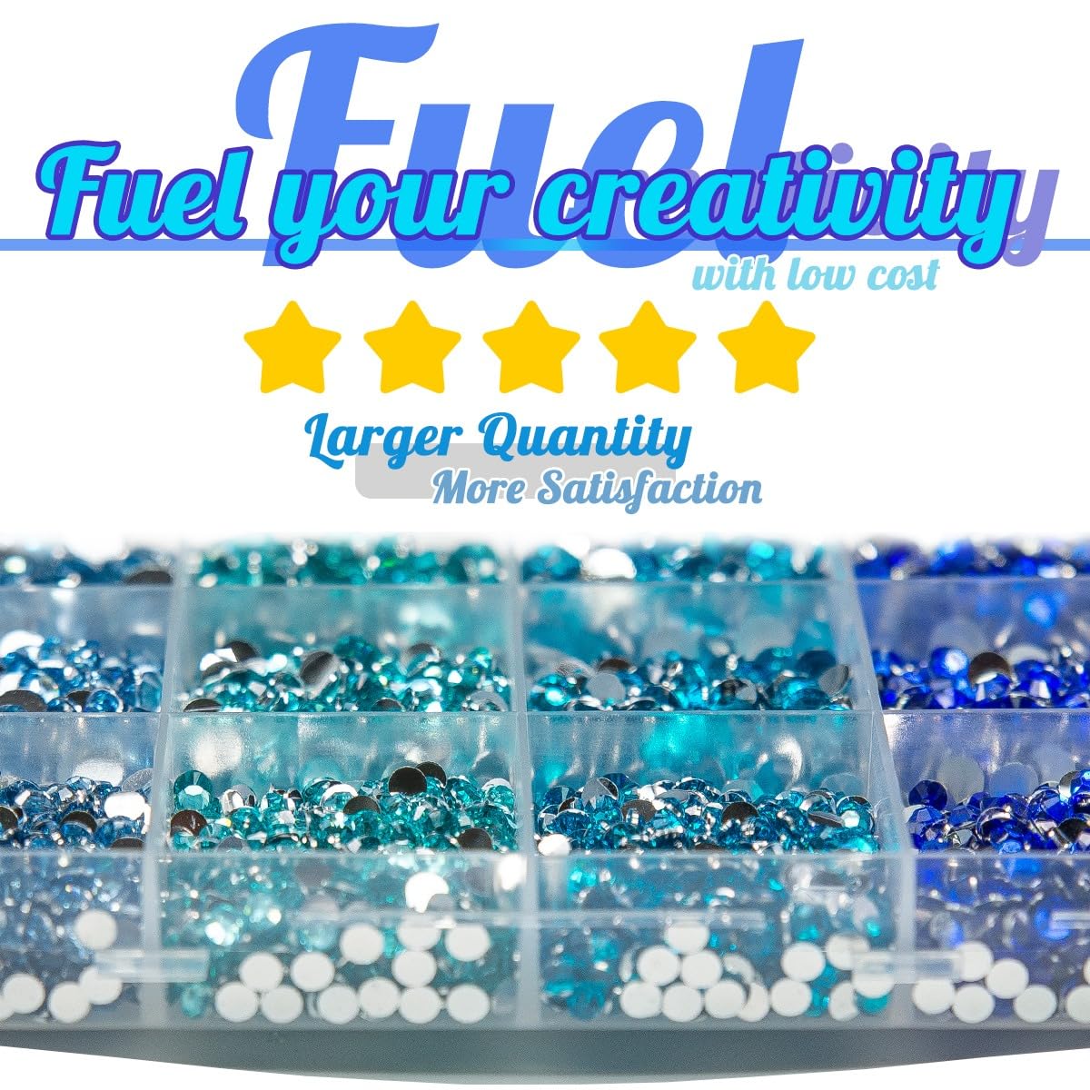 Resin Rhinestones Bulk for Crafting 3mm 4mm 5mm 4 Color Flatback Crystal Stones Non-Hotfix Light Blue Aquamarine Royal Blue Resin Gems Diamonds for Nails Eyes Face Makeup Crafts DIY Tumblers - Image 3
