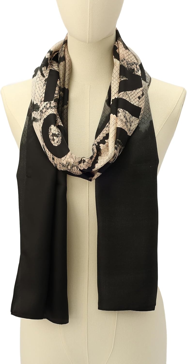AllSaints womens Flow Large Hair Scarf, Silk Accessory Snake Print Pattern, Lightweight Fabric - Image 3