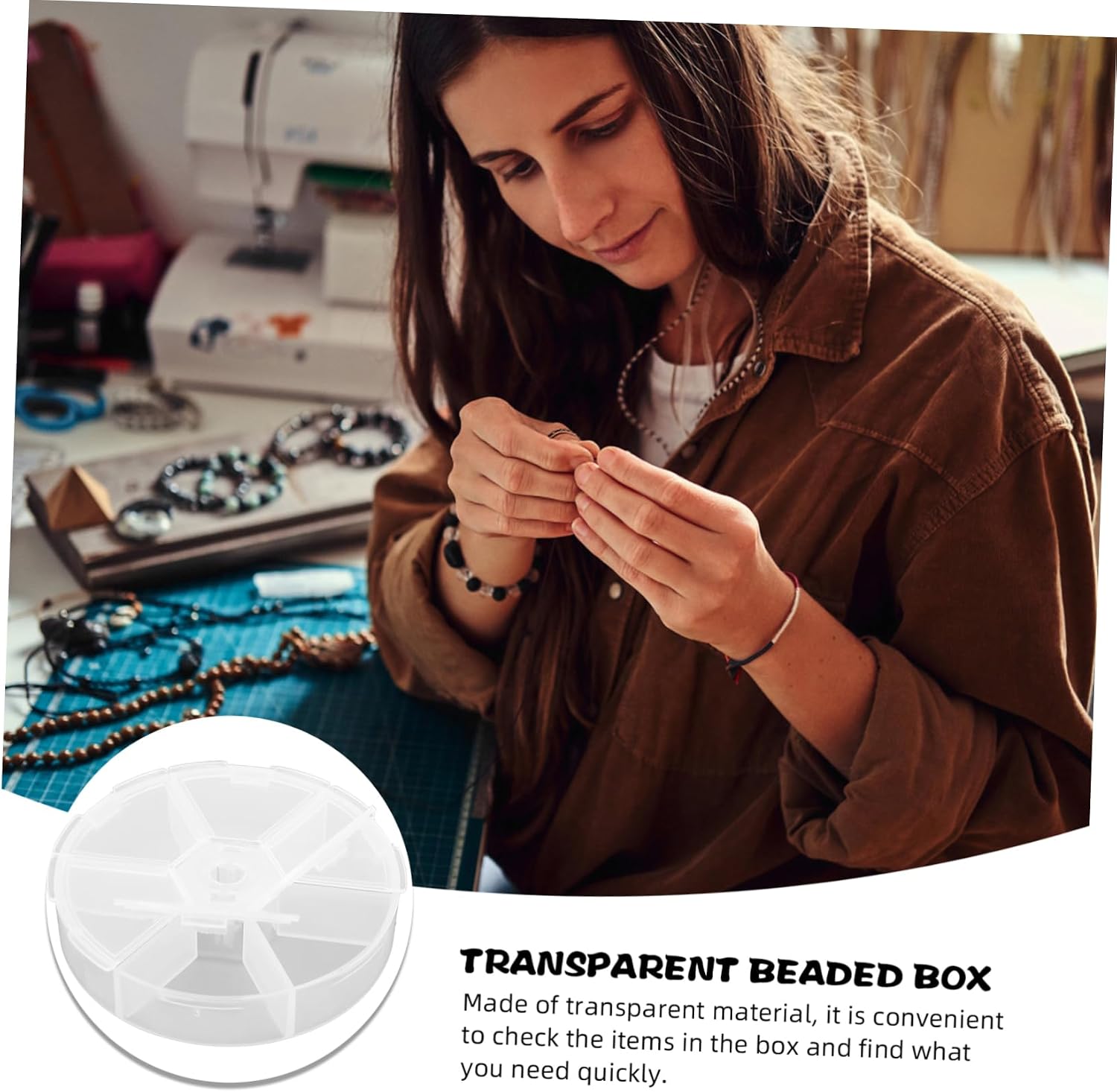 CORHAD 4pcs Round Jewelry Organizer Box Compartment Compact Portable Bead Storage for Small Items