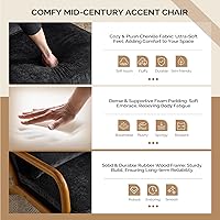 Vista 3 de VINGLI Silla de Acento Moderna de Chenilla de Mediados de Siglo, Linda Silla de Lectura con Brazos con Cojín y Almohada Lumbar y Marco de Madera