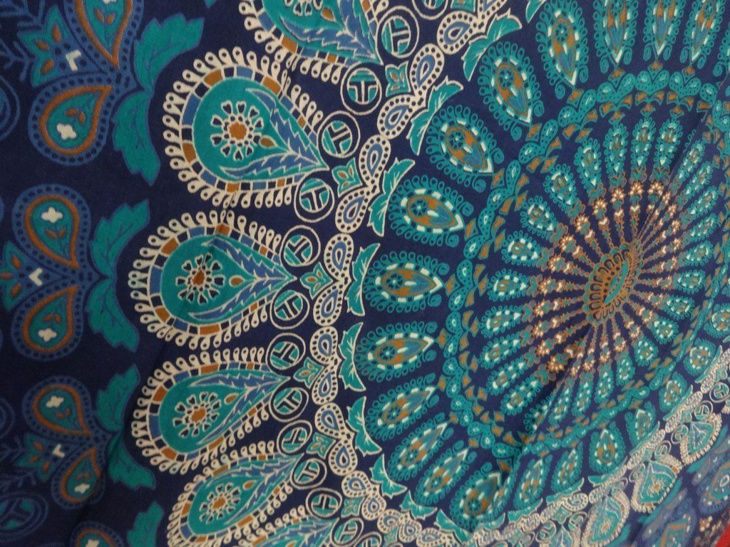Popular Handicrafts Mandala Bohemian Psychedelic Intricate Floral Design Indian Tapestry 54X84 Inches,(140Cmsx215Cms) Blue