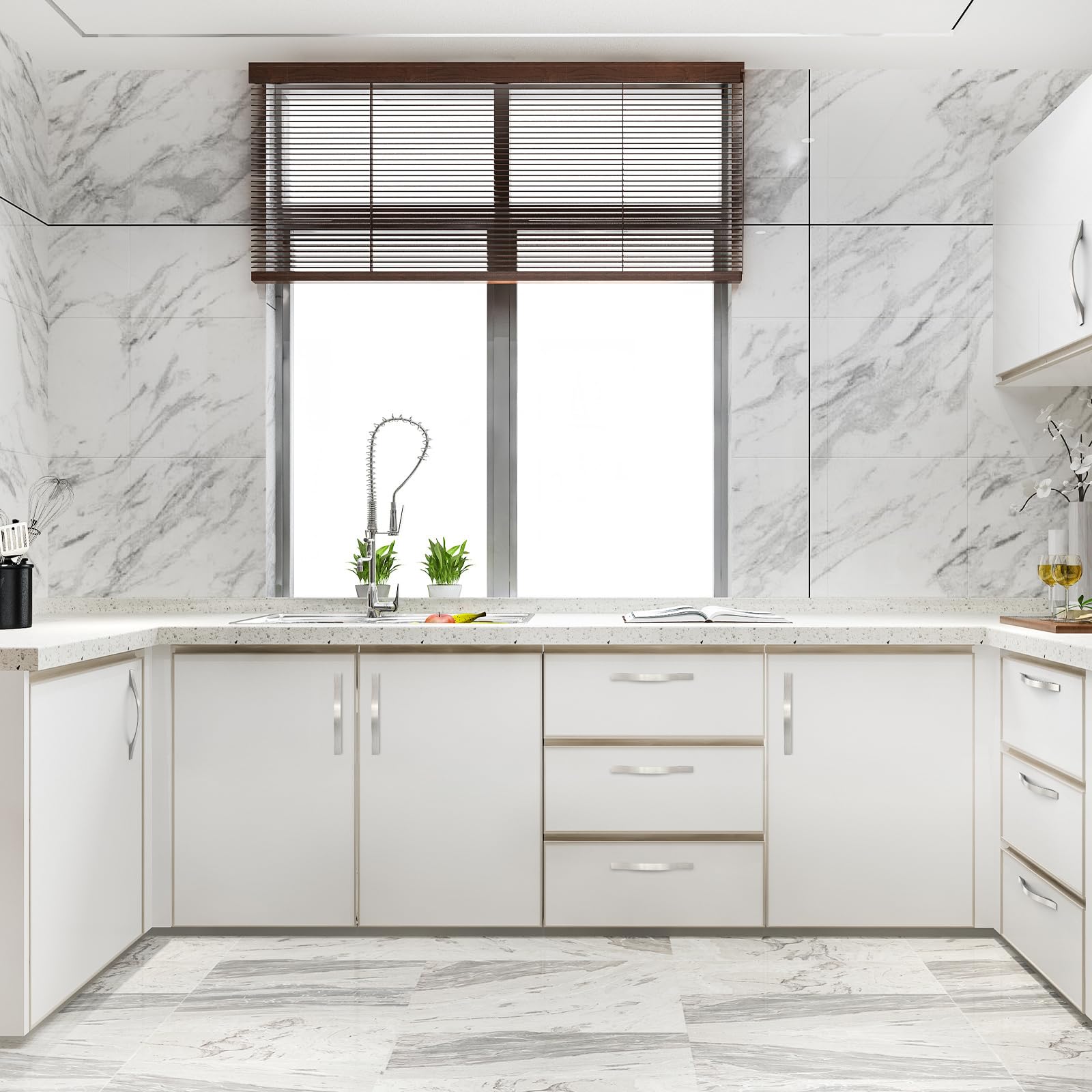 FURNIWARE 10 maniglie per armadi, maniglie per mobili, nichel satinato spazzolato, distanza tra i fori, 128 mm, maniglie per mobili, cassetti, credenze da cucina, armadi, maniglie per cassetti
