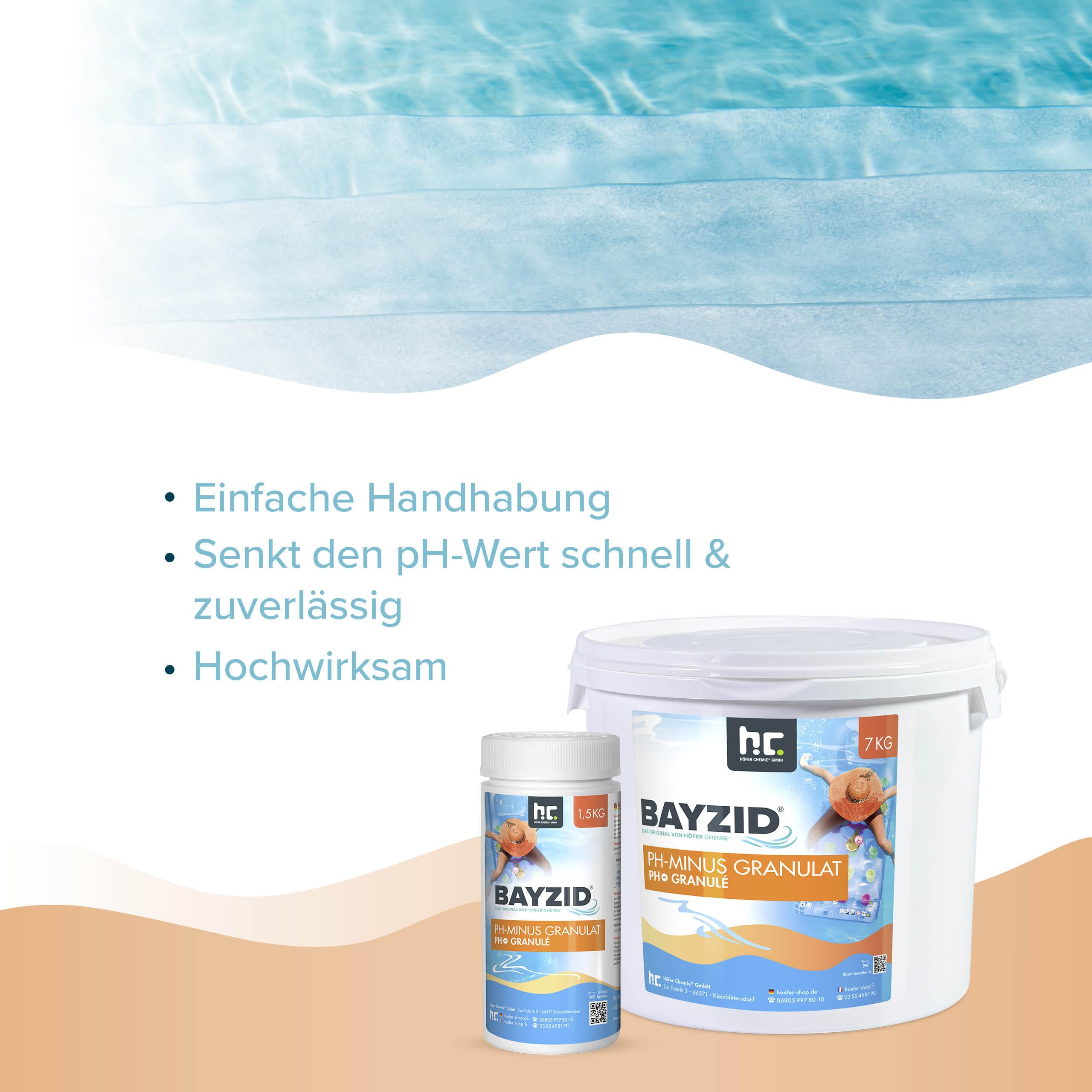 Höfer Chemie 7 kg pH Senker Granulat zur Senkung des pH Werts im Pool - pH Minus für Schwimmbad & Spa