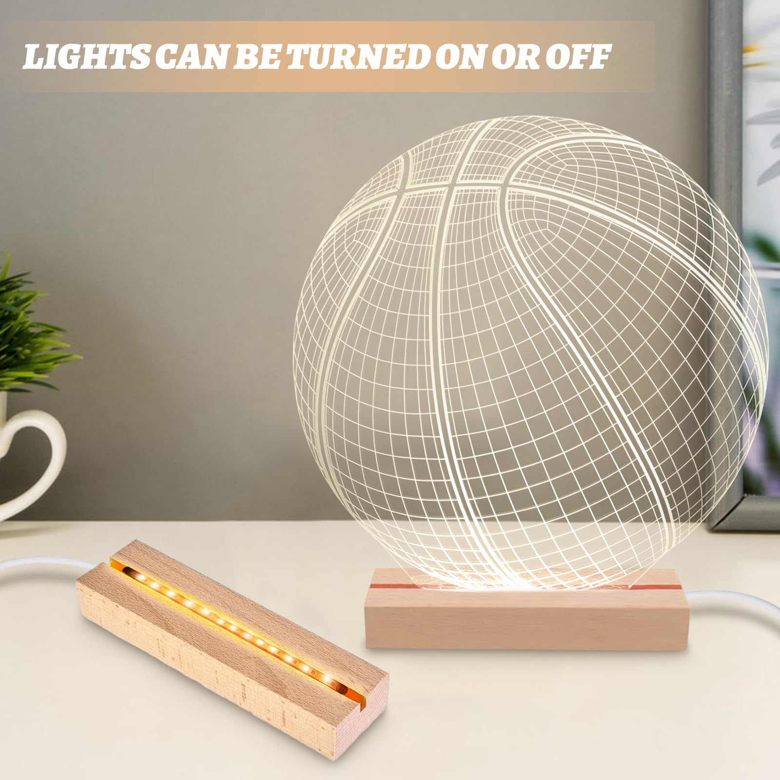 CDIYTOOL LED Lights Display Base, 2 Pack Wooden Lighted USB LED Light Base Stand Desktop Display Base With 2PCS Acrylic Sheets For DIY Acrylic Plate (Warm Light-1