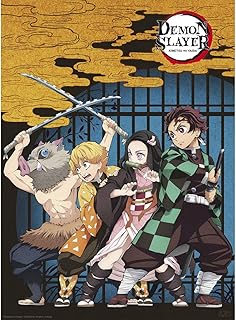 ABYSTYLE Demon Slayer Kimetsu No Yaiba Group Unframed Mini Poster 15" x 20.5" Features Tanjiro, Nezuko, Zenitsu & Inosuke Anime Manga Wall Art Room Decor