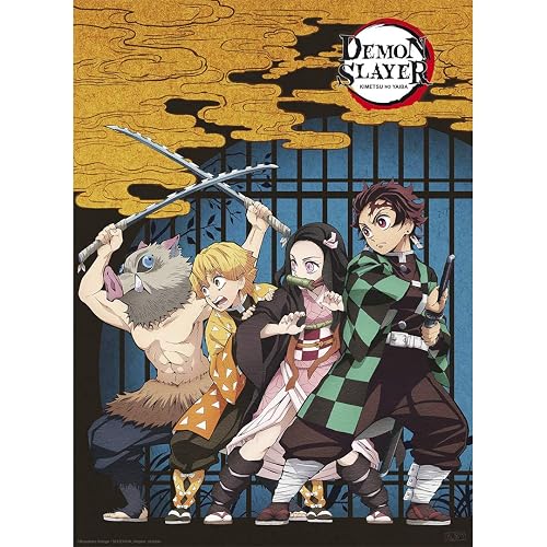 ABYSTYLE Demon Slayer Kimetsu No Yaiba Group Unframed Mini Poster 15" x 20.5" Features Tanjiro, Nezuko, Zenitsu & Inosuke Anime Manga Wall Art Room Decor