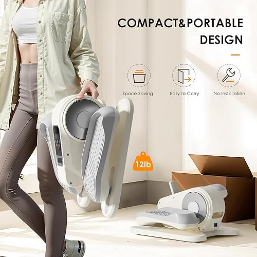 Miniatura 9 de Máquina elíptica para debajo del escritorio, mini ejercitador elíptico de piernas con control remoto, 12 velocidades de nivel, silenciosa y portátil