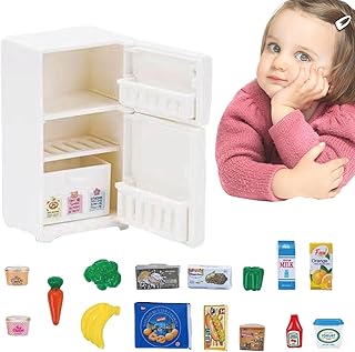 Frigorífico Brinquedo | Miniatura Geladeira com Mini Comida,Geladeira para casa bonecas, jogo cozinha para brincar fingir, aparelho para brincar fingir Iscork