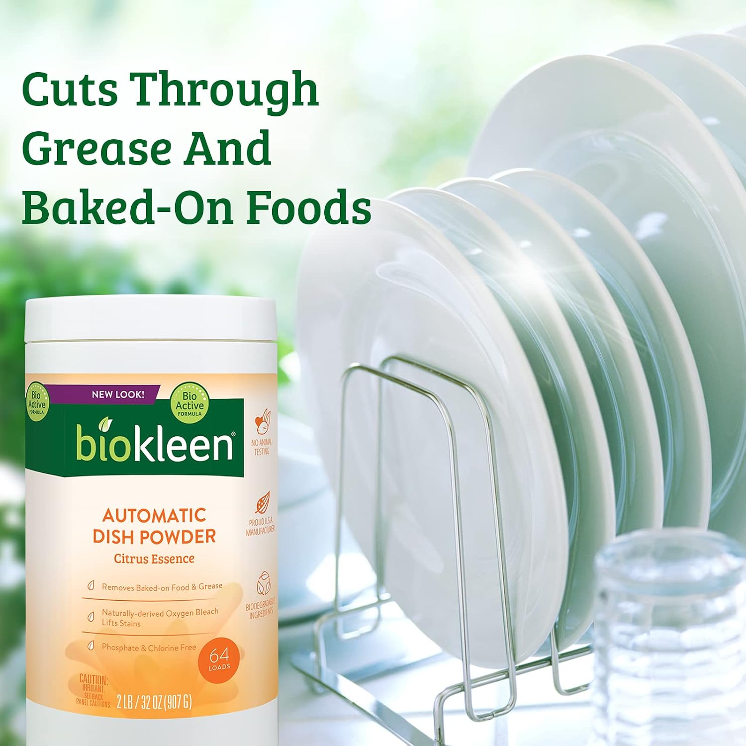 Biokleen Plant Based Automatic Dishwasher Dish Soap Powder- Spot-Free Results, 32 oz Citrus