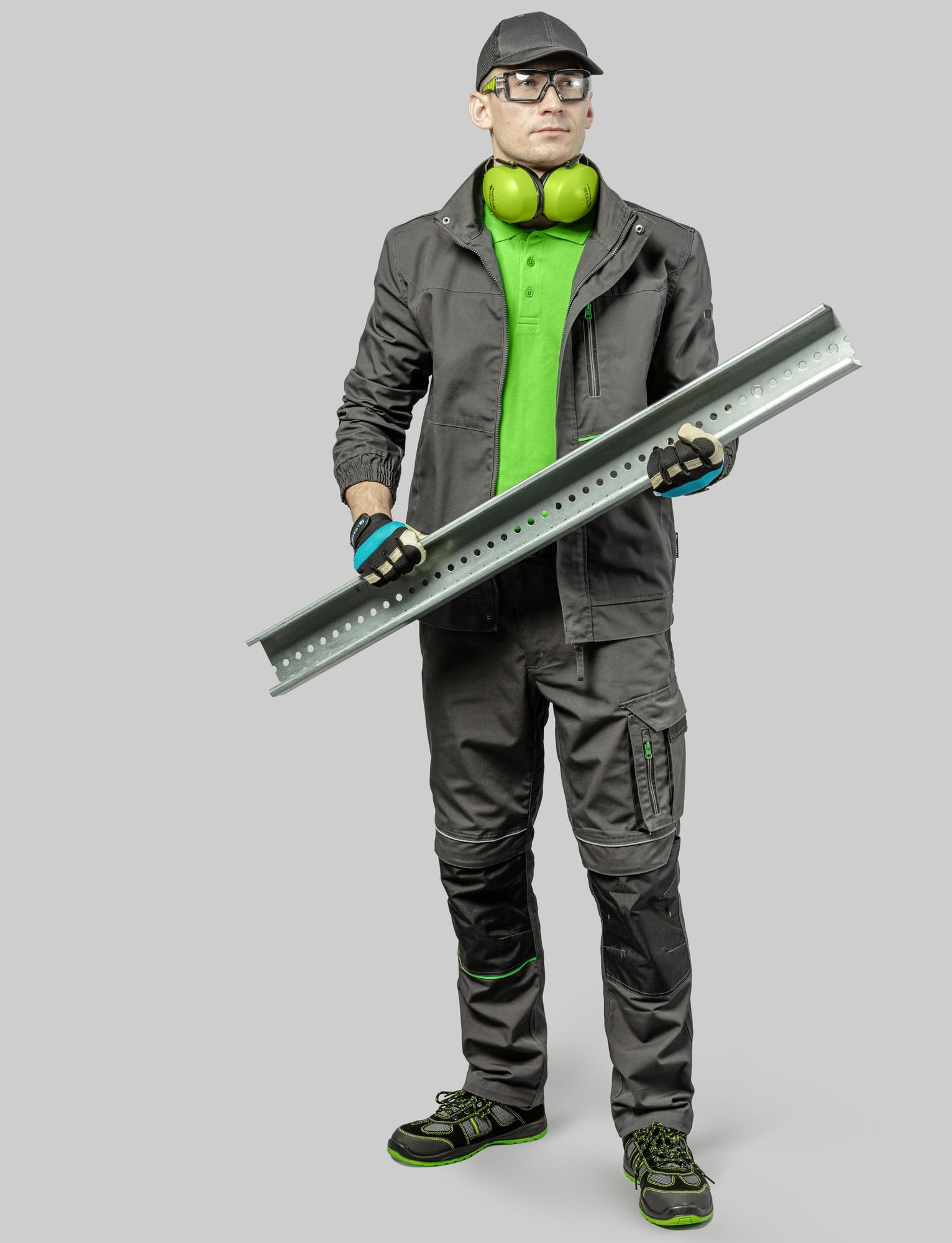 Högert Technik Arbeitshose LEMBERG, Oxford 300D Knieverstärkung, Reflektoren, Viele Taschen, 270 g/m², Bundhose für Handwerker, Dunkelgrau