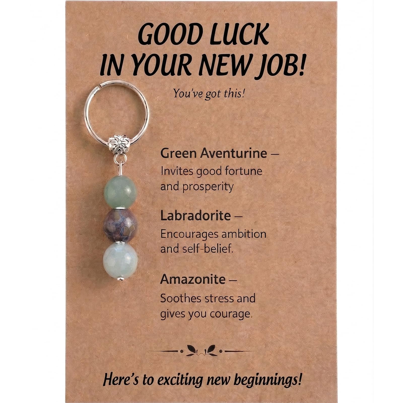 Virelle New Job Keyring with Encouragement Card, Good Luck in Your New Job Gifts for Coworker, Leaving Gift for Colleague Female, Congratulations Gifts, Work Farewell Keepsake
