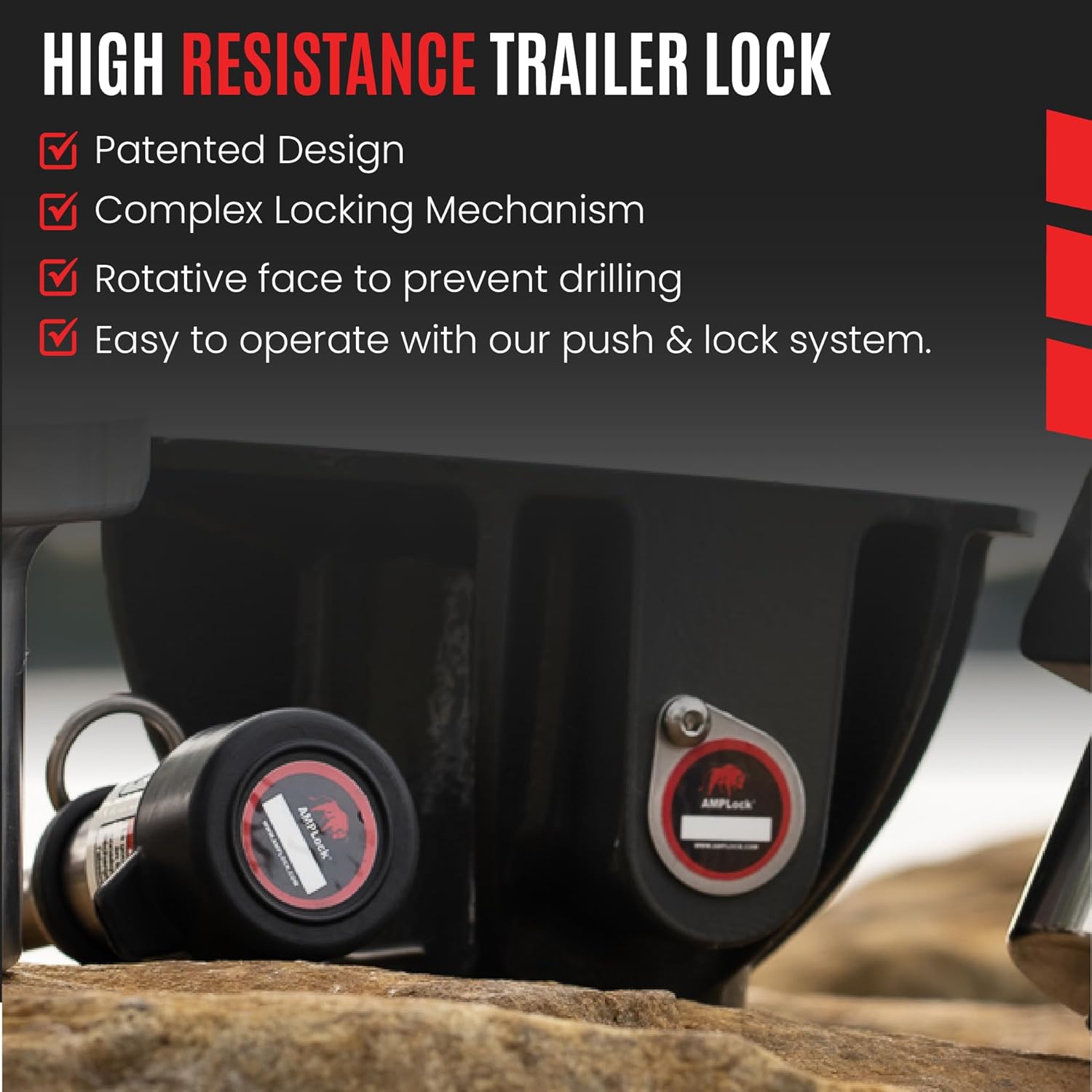 King Pin Lock LPCVR for Fifth Wheel - Heavy Duty Anti-Theft Kingpin Lock – Stainless Steel & Ductile Cast Iron by Amplock