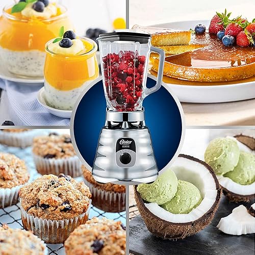 Miniatura 10 de Oster Licuadora cromada original de 3 velocidades, motor 6 veces más duradero, 10 veces más fuerte, tarro de vidrio de 5 tazas