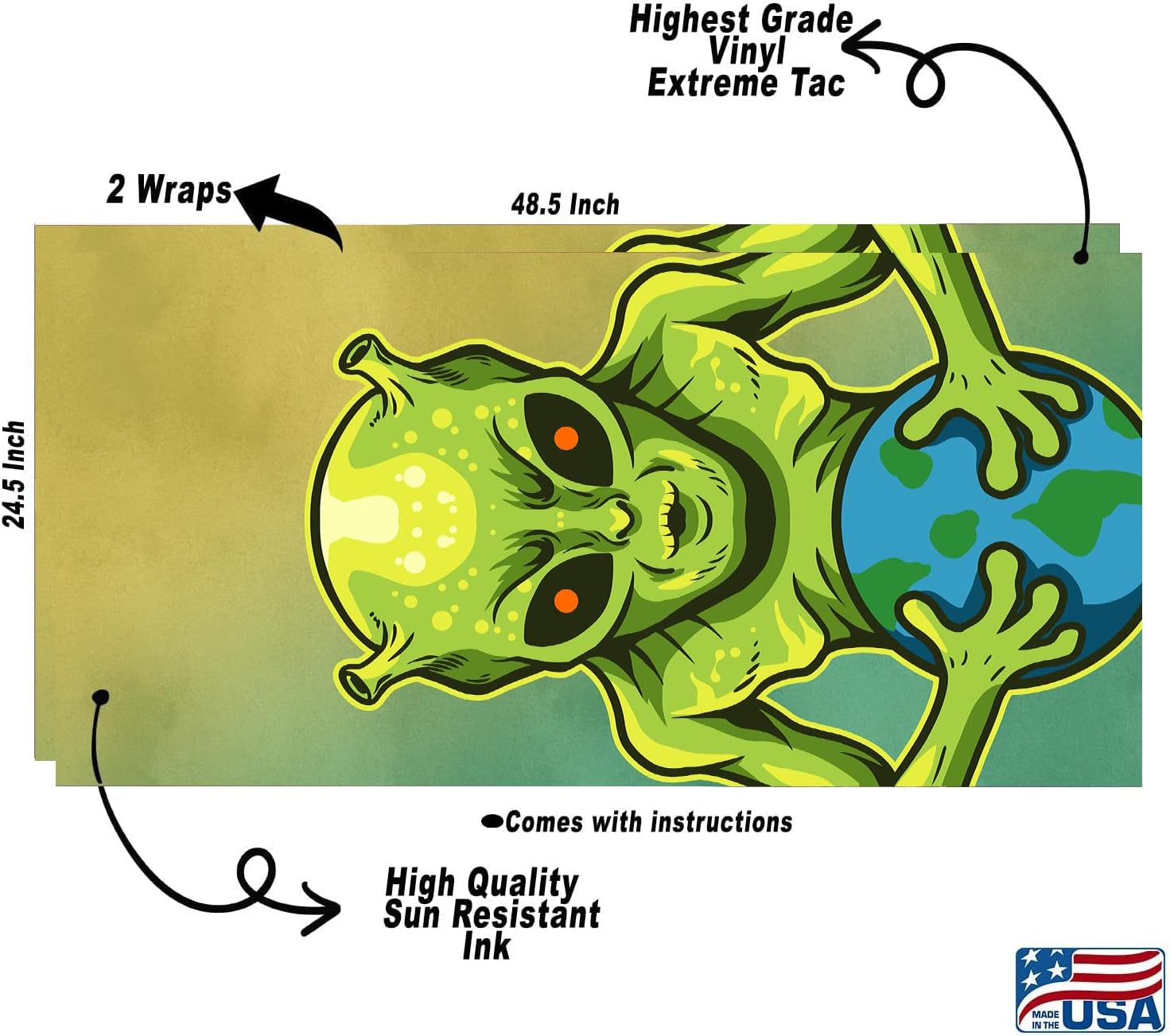 Cornhole Board Wraps, Cornhole Decals and Wraps for Boards (Set of 2) - Transform Your Cornhole Game with Our Durable Board Wraps (Alien World)