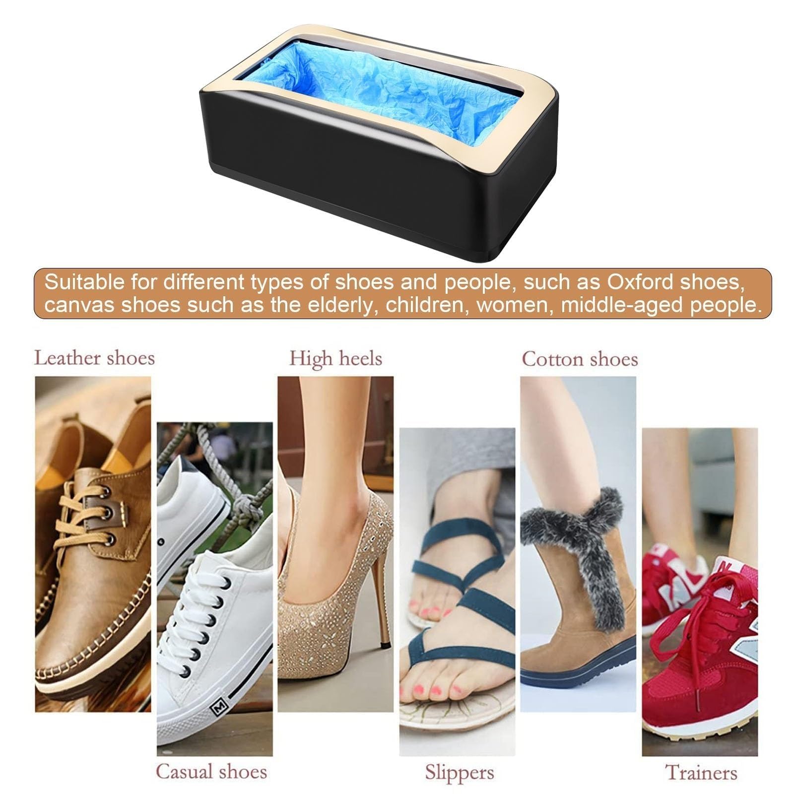 Automatischer Schuhüberzugspender, intelligente Maschine mit 100 Einweg-Überschuhe, wasserdichte Überschuhe, Anti-Rutsch-Booties für Zuhause, Hotels, Fabriken