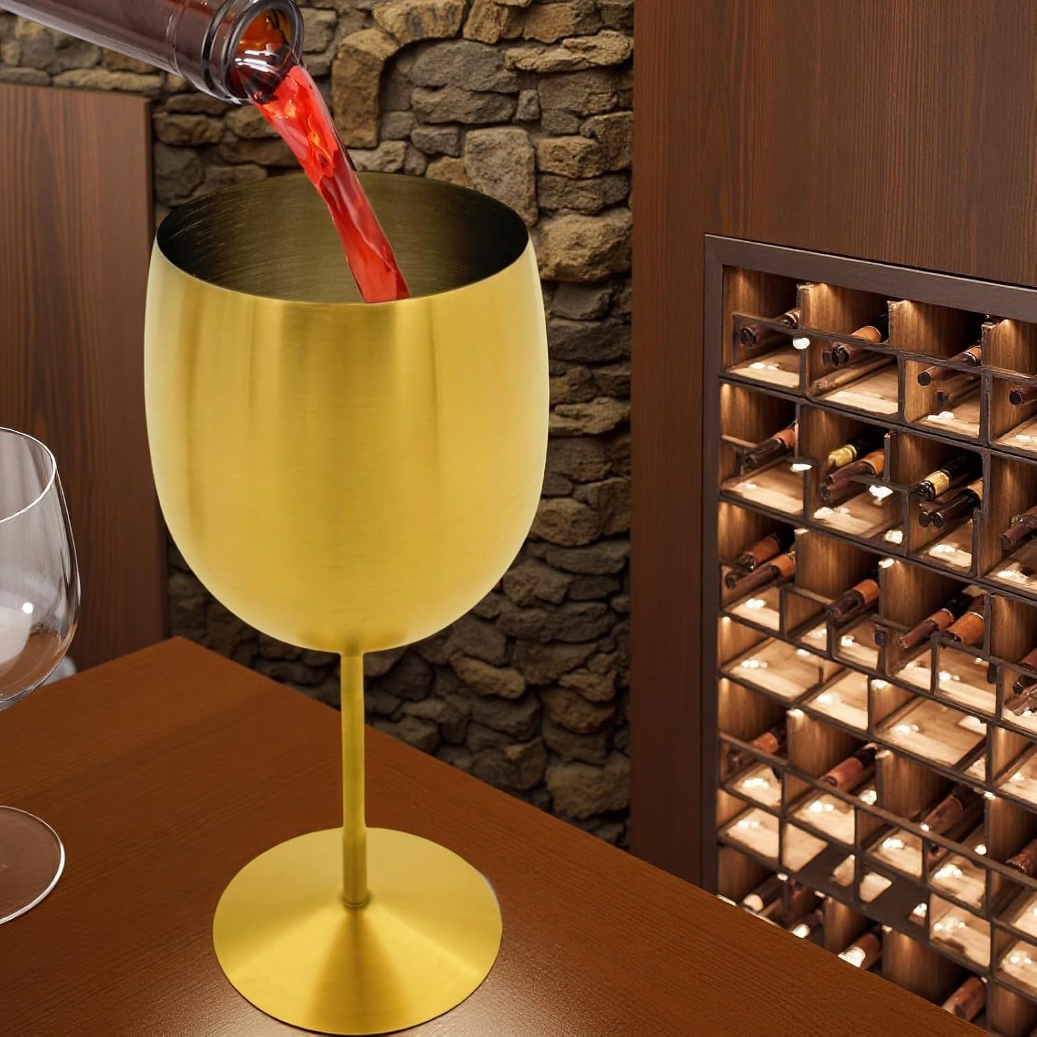 Gold Stainless Steel Wine Glasses Set of 4, 11.8oz Unbreakable Wine Goblets, Metal Wine Glass for Outdoor, Party, Camping, Pool, Great for Red White Wine