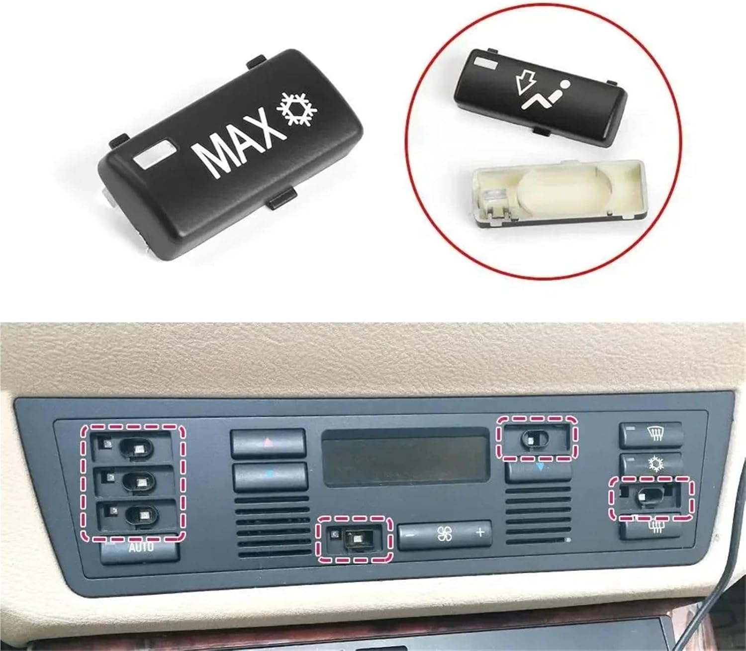 14 PCS Button Key Cap Car Air Conditioner A/C Control Panel Switch Button Key Cover Compatible for BMW 5 Series E39 E53 525 530I 540I M5 X5