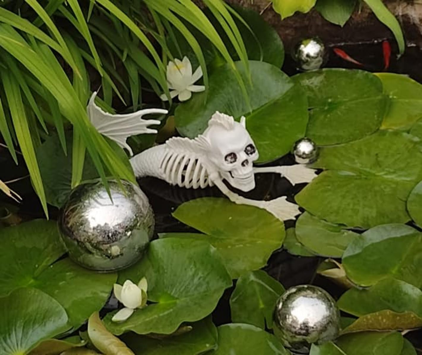 Nerien Gazing Ball, Stainless Steel Garden Mirror Globe, Polished Ornament Sphere, Hollow Floating Reflective Hemisphere, for Home Outdoor Pond Housewarming Swimming Pool Decoration, Silver, 5Pcs Mix