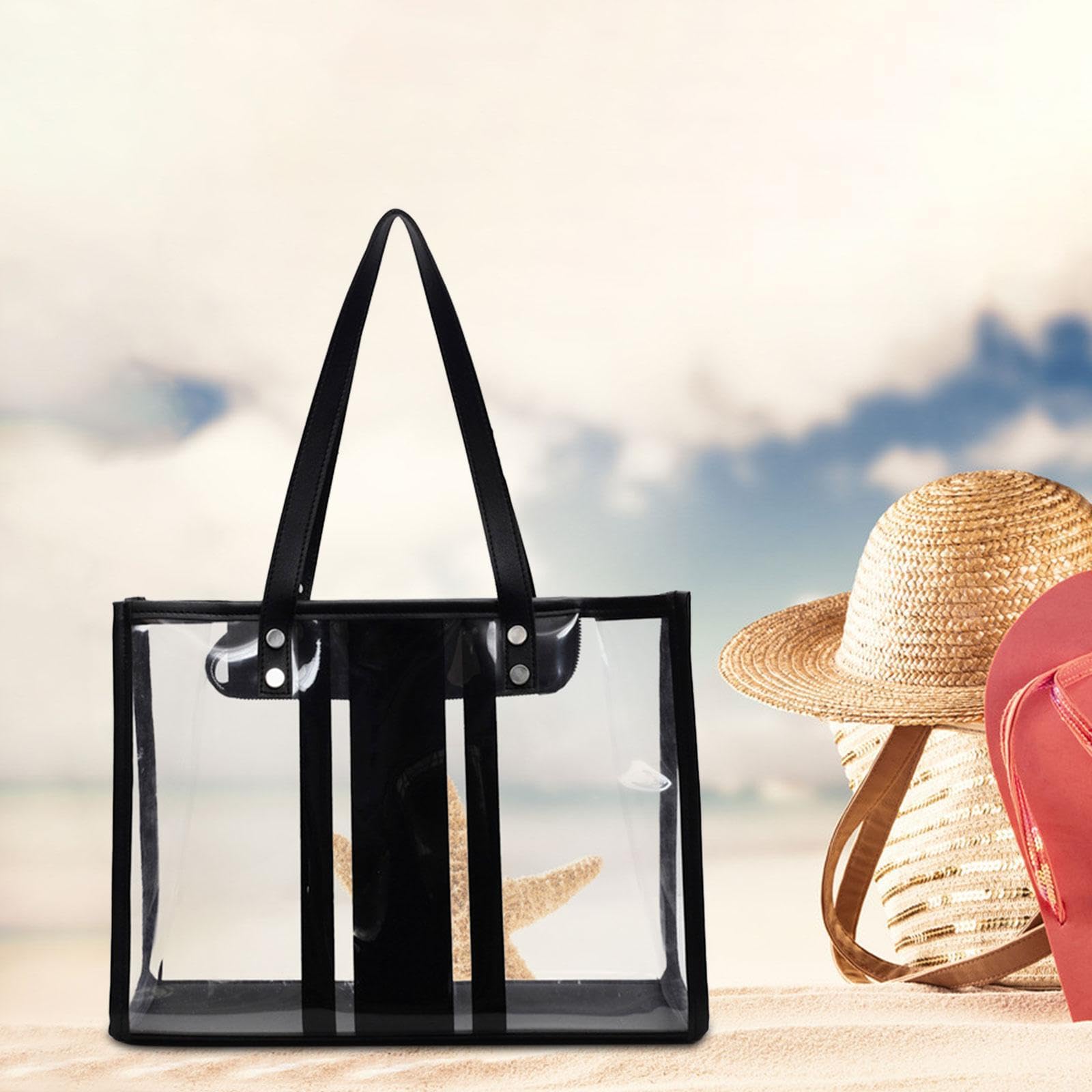 Bolsa de playa transparente para mujer, ligera, de primera calidad, para vacaciones, playa, viajes