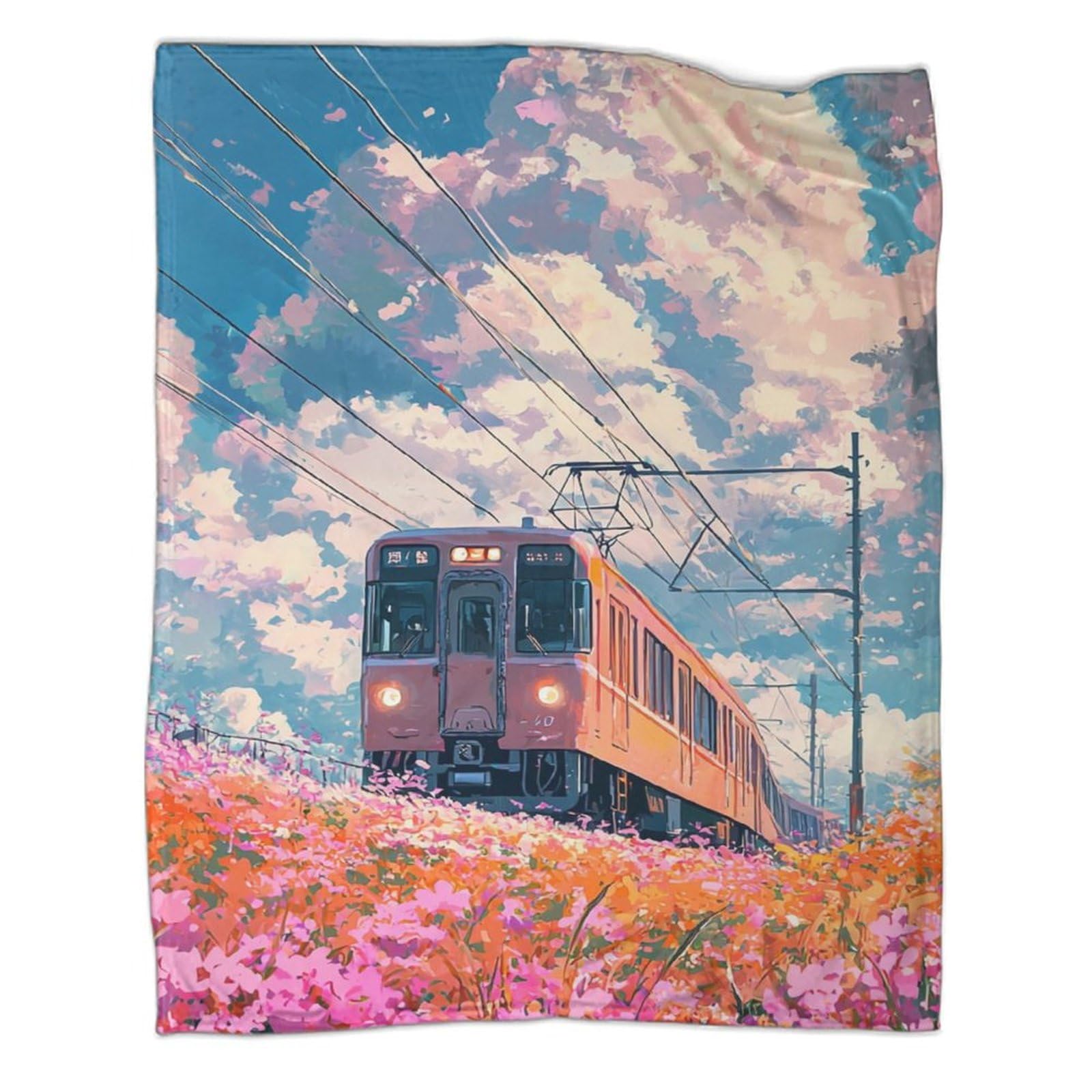 Couverture polaire trains pour cocooning soirée canapé et chambre ado