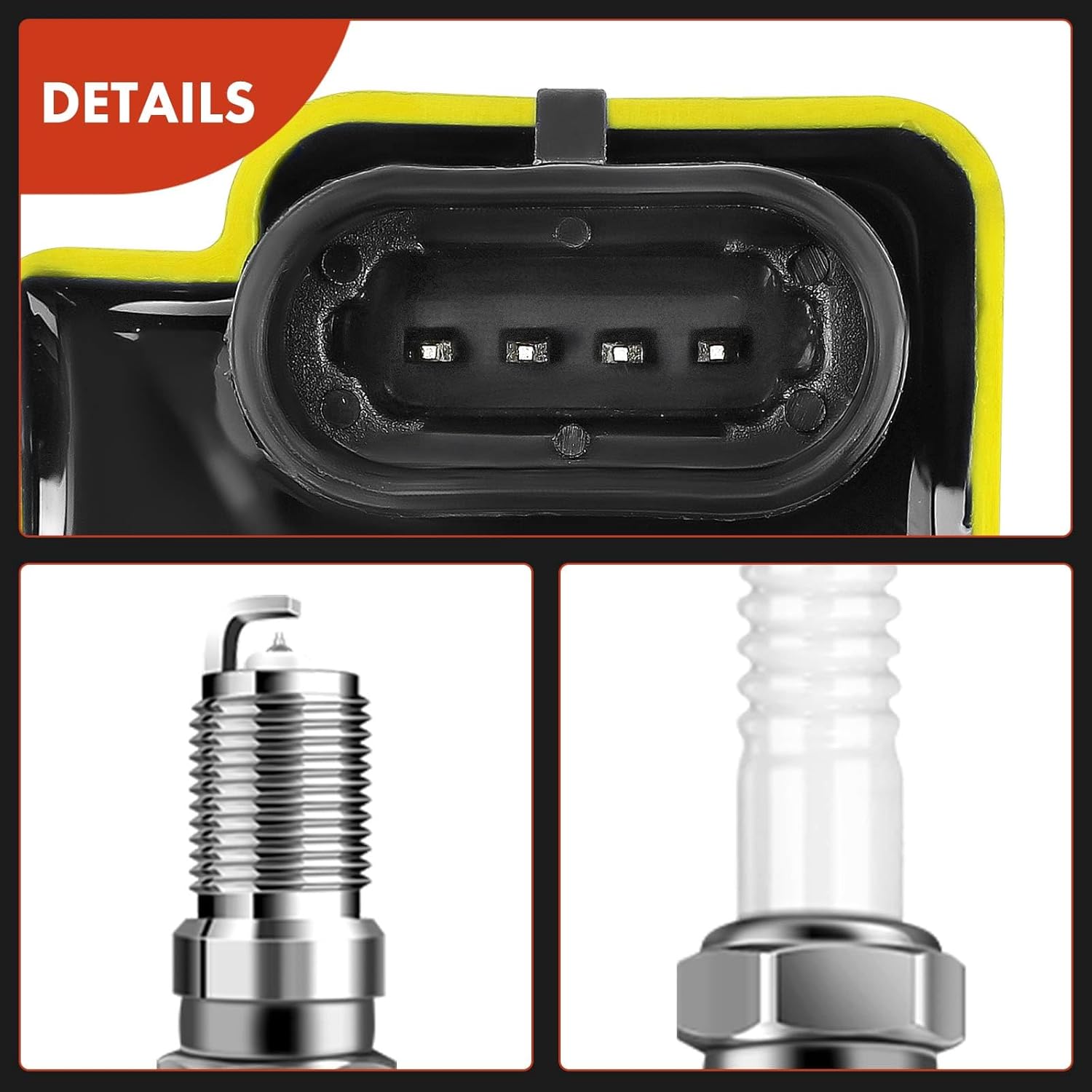 A-Premium Set of 8 (Yellow) Ignition Coil Pack and Iridium Spark Plugs Compatible with Chevrolet Silverado GMC Sierra 1500 2500 Tahoe Yukon Buick Cadillac Hummer