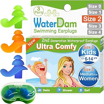 WaterDam Swimming Ear Plugs Great Waterproof Ultra Comfy Earplugs Prevent Swimmers Ear