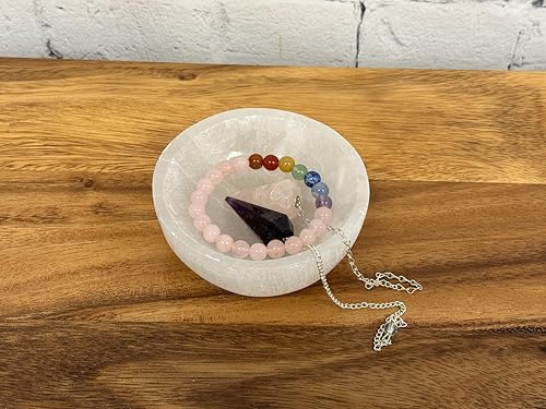 Miniatura 4 de Cuenco de cristal de selenita, estación de carga para cristales y piedras curativas, cuenco de selenita pura para manchas, cuenco de cristal blanco