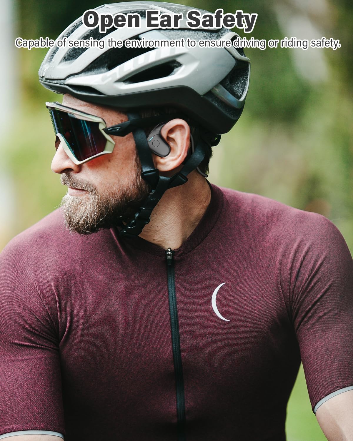 SANOTO Knochenschall Kopfhörer für Läufer Fahrrad Fitness, Schwarz | Open Ear, Bone Conduction Kabellos, Bluetooth 5.3, Lange Akku, IPX5 Wasserdicht Schweißfeste, 22g Leicht, Sportkopfhörer